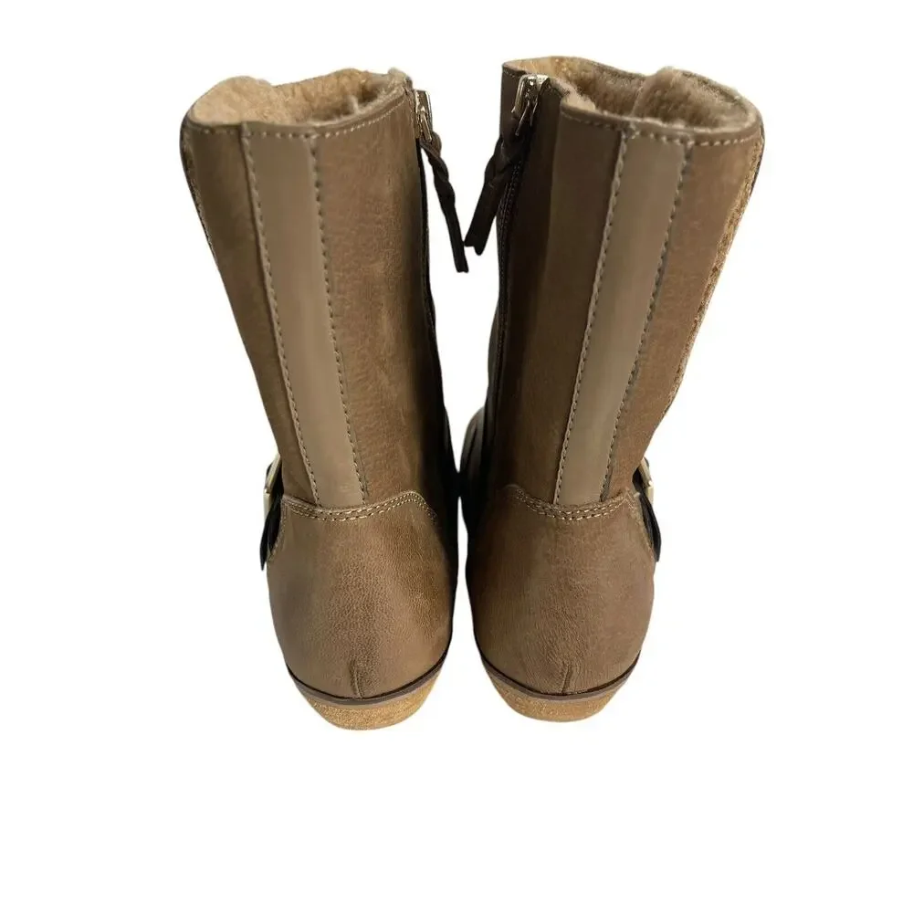 Softwalk Rayne Womens Brown Zipper Gold‎ Buckle Insulated Boots 10 M NWOB